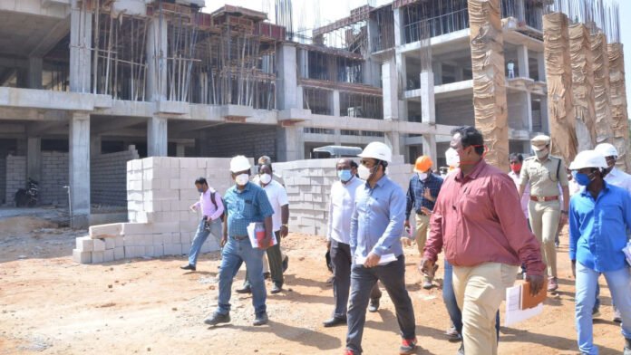Chikkaballapur Medical College Construction Inspection by Health Minister Dr. K. Sudhakar
