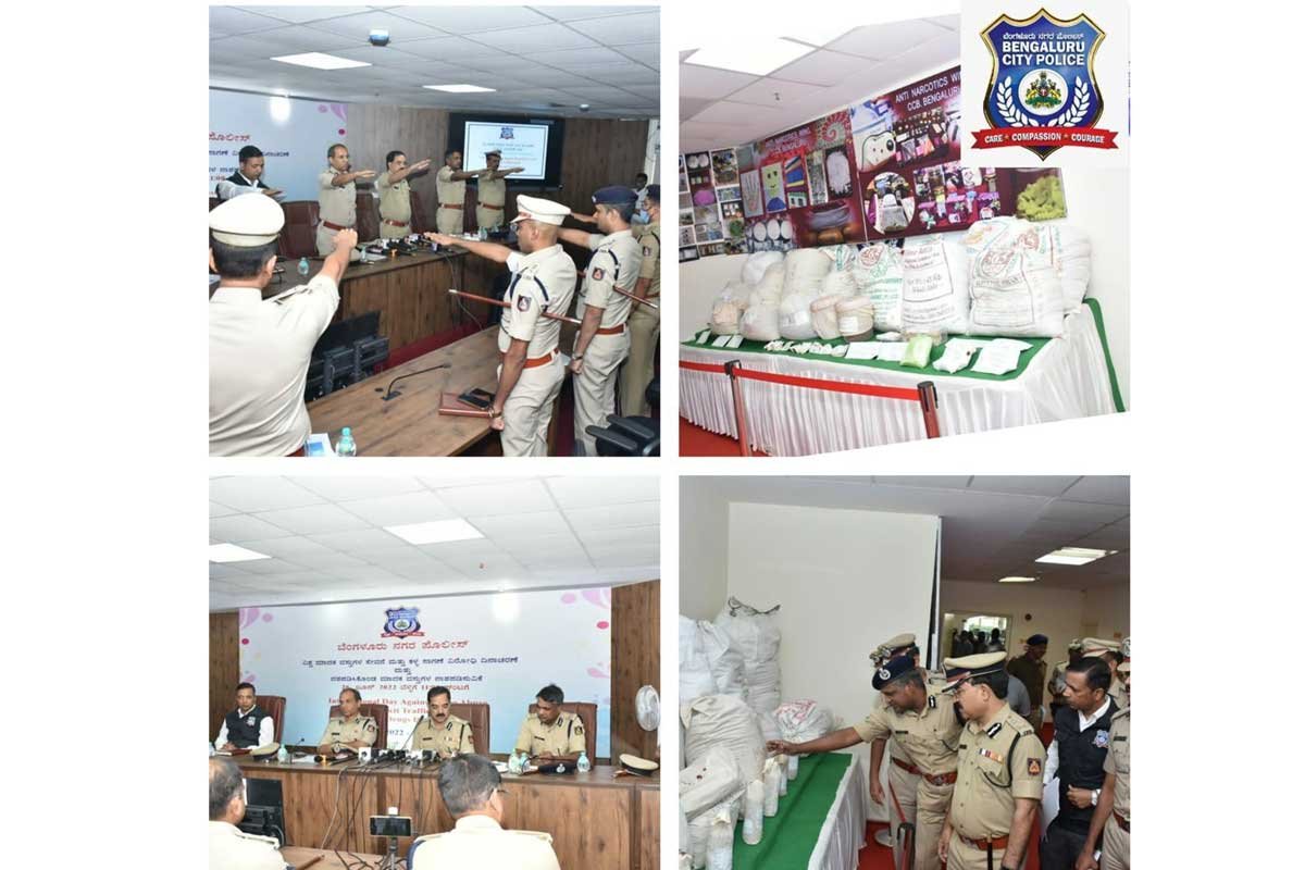 International Day Against Drug Abuse & Illicit Trafficking Bangalore Police Destroy Drugs