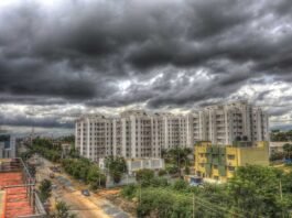 Dark clouds gathering over Bengaluru in Karnataka as the state braces for early monsoon rains.