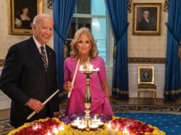 USA White House Diwali Celebration and Lamp Lighting by America President Joe Biden and Jill Biden