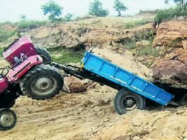 Kolar Tractor Rock Roll on driver Accident