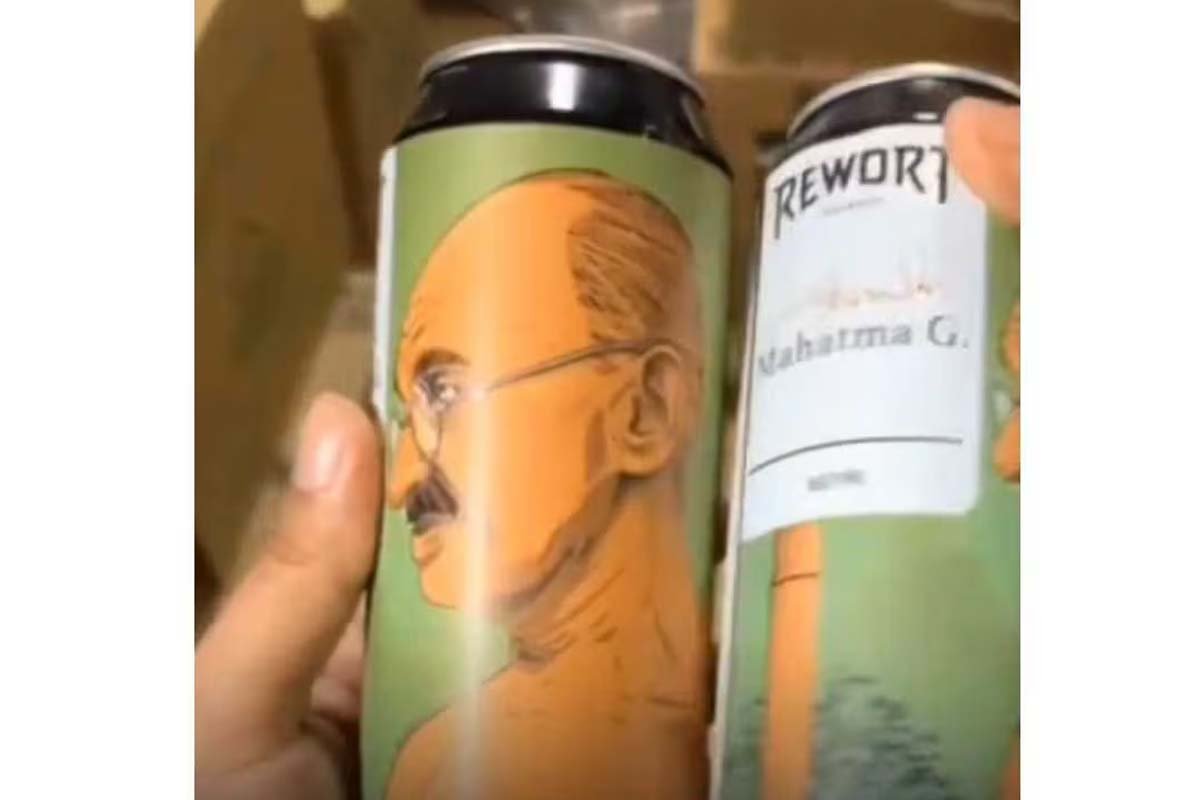 Liquor company prints beer can with Gandhiji's portrait