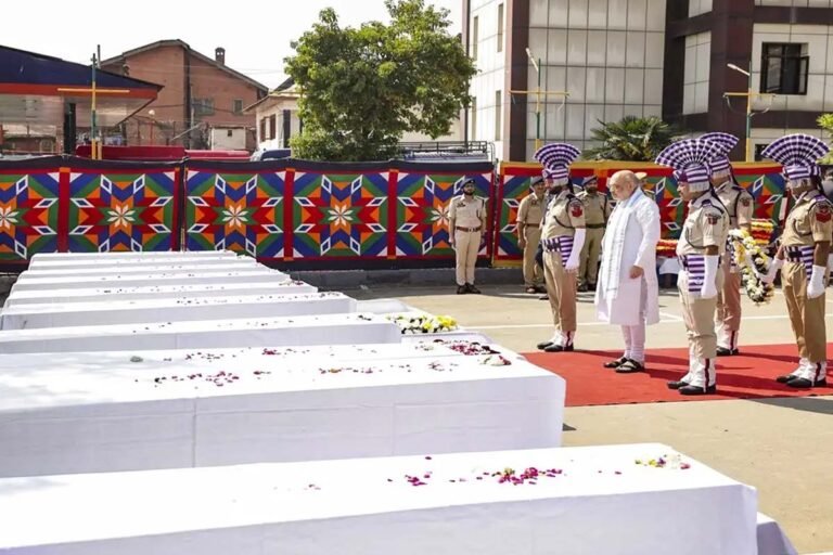 Union Home Minister Amit Shah pays last respects to the bodies