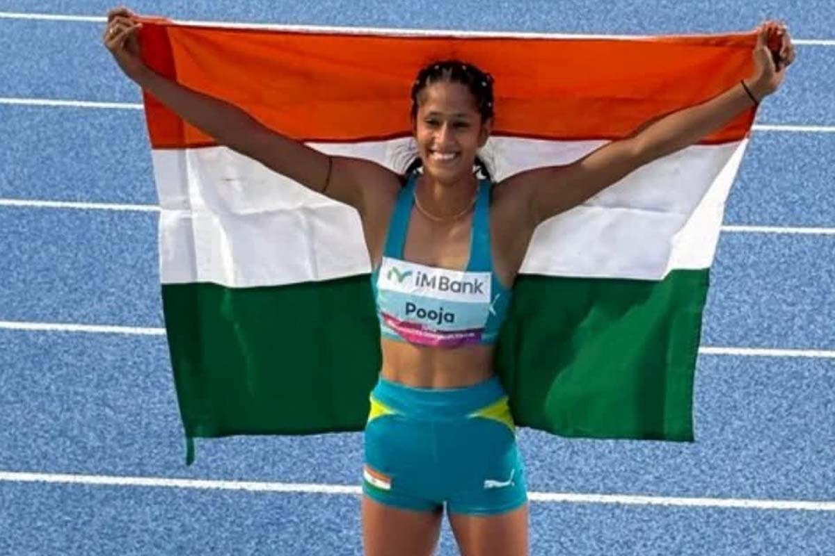 Pooja won the gold medal in the high jump event Pooja won the gold medal in the high jump event