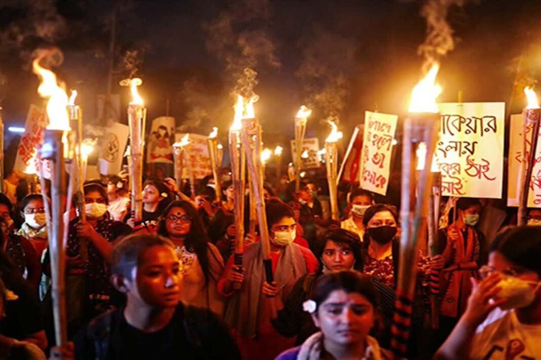 Thousands of women's rights activists took part in a protest