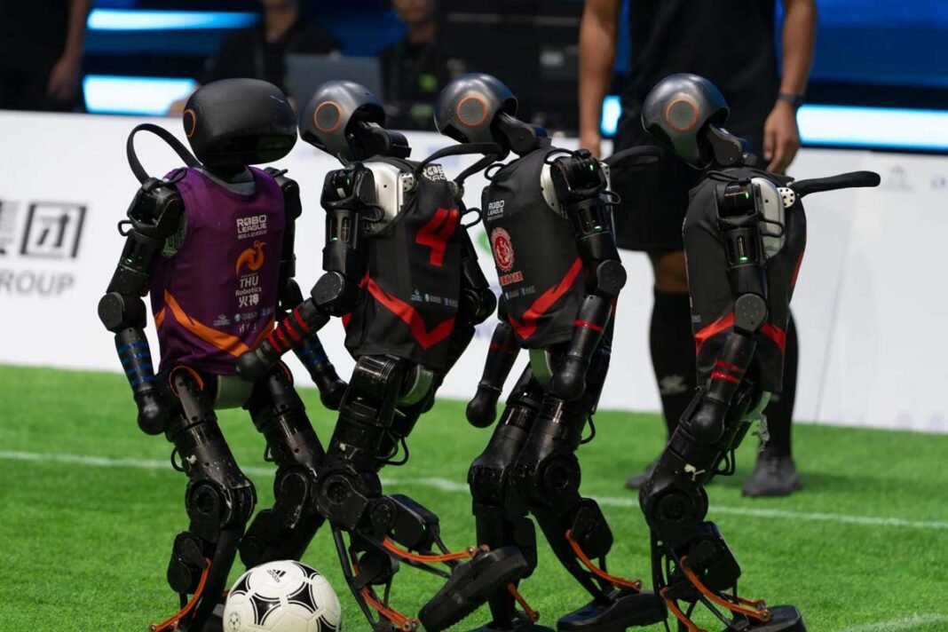 Robots play football in China