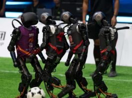 Robots play football in China