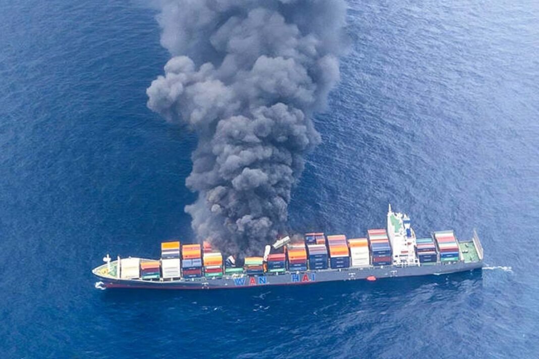 Cargo ship catches fire in Kerala – 18 crew members rescued