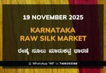 Karnataka Raw Silk Exchange Price: 19 November 2025 Karnataka Raw Silk Exchange Price