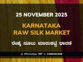 Karnataka Raw Silk Exchange Price: 25 November 2025 Karnataka Raw Silk Exchange Price