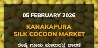 Kanakapura Silk Cocoon Market: 05 February 2026 Kanakapura Silk Cocoon Market ಕನಕಪುರ ರೇಷ್ಮೆ ಗೂಡು ಮಾರುಕಟ್ಟೆ ಧಾರಣೆ