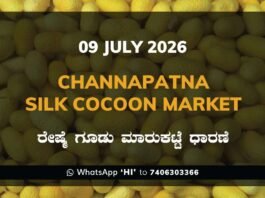Channapatna Silk Cocoon Market – 09 July 2026 Channapatna Silk Cocoon Market Rates – 09 July 2026