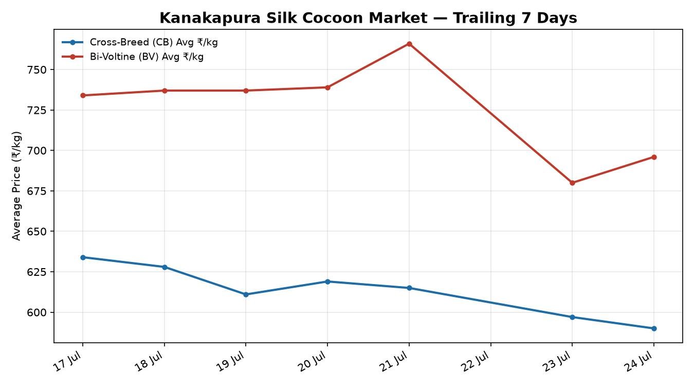 Kanakapura Silk Cocoon Market 7-Day Trend – 24 July 2026