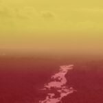 Cauvery river valley tinted in Kannada flag yellow and red colors, representing Karnataka bandh call over water dispute