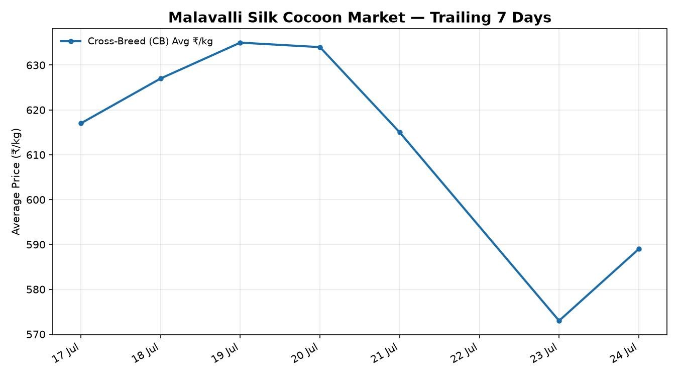 Malavalli Silk Cocoon Market 7-Day Trend – 24 July 2026