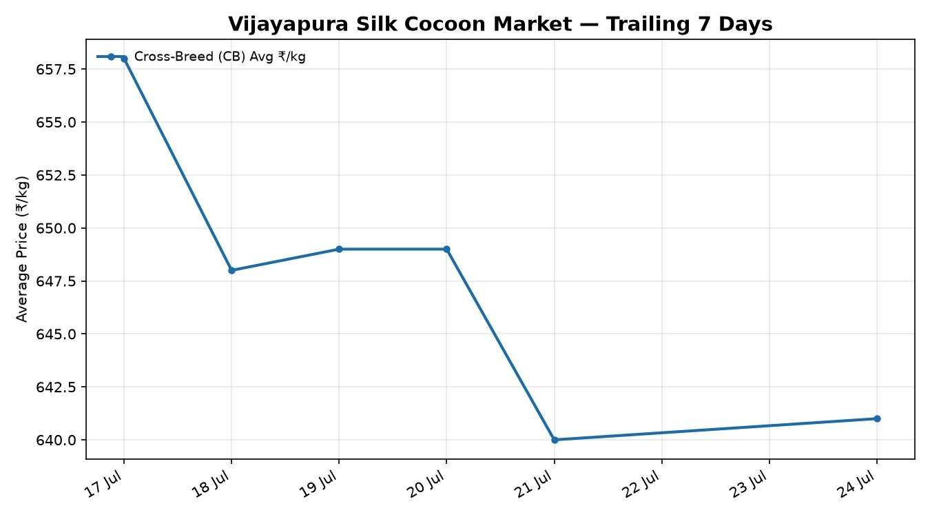 Vijayapura Silk Cocoon Market 7-Day Trend – 24 July 2026