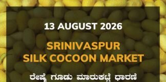 Srinivaspur Silk Cocoon Market – 13 August 2026 Srinivaspur Silk Cocoon Market Rates – 13 August 2026